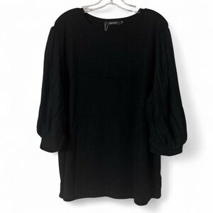 Elegant Black Blouse with Puff Sleeves